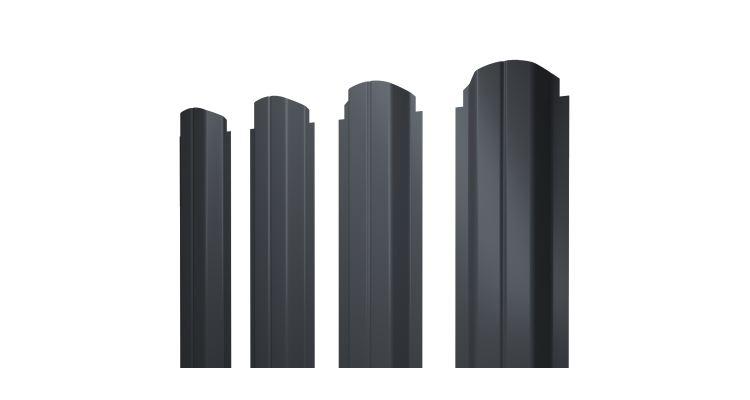 Штакетник П-образный А фигурный 0,45 Drap RAL 7024 мокрый асфальт