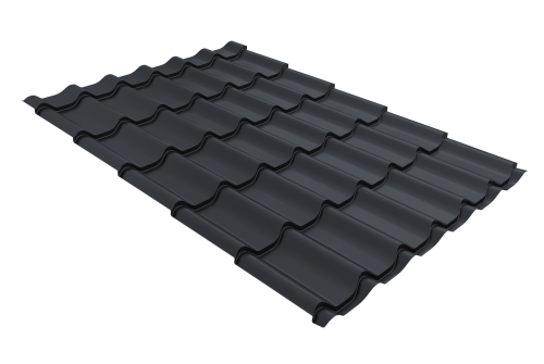 Металлочерепица классик Grand Line 0.5 Drap TX цвет RAL 7024 мокрый асфальт