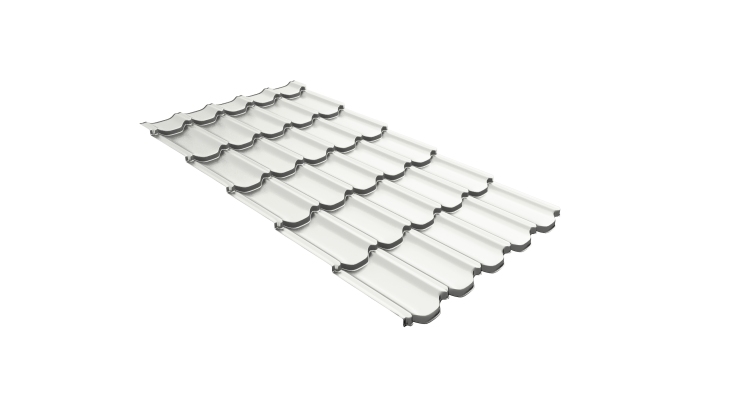 Металлочерепица  квинта плюс Grand Line c 3D резом 0,45 Drap RAL 9003 сигнальный белый