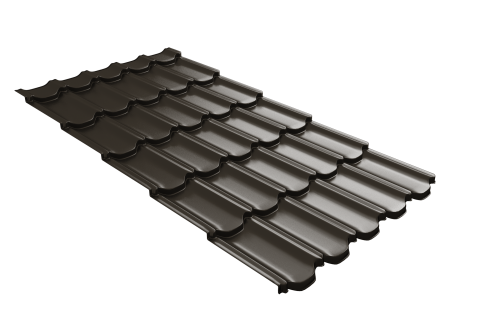 Металлочерепица  квинта плюс Grand Line c 3D резом 0,45 Drap TX RR 32 темно-коричневый