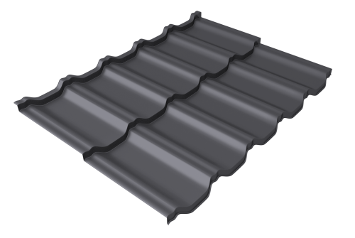 Металлочерепица модульная квинта uno GL 0,45 Drap TX RAL 7004 сигнальный серый